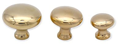 Infinity Decor Mushroom Shape Round Knobs - Polished Brass Pull Handles for Kitchen Cabinet Door Furniture (38mm)