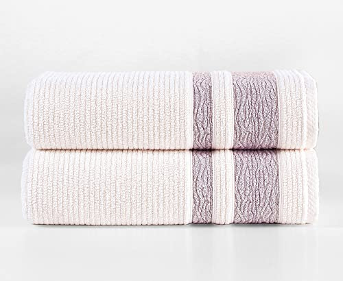 Arconiz Luxuriöses türkisches Baumwoll-Badetuch-Set – 2-teiliges XL-Badetuch (30 x 56), weich, schnell trocknend, saugfähig, Beige/Burgunderrot, für Badezimmer, Spa, Hotel