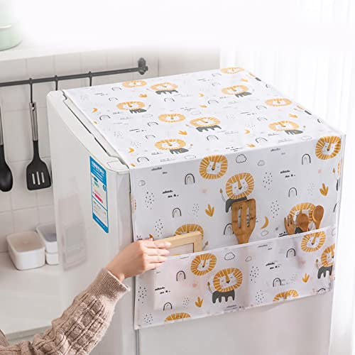 HERCHR Fridge Dust Proof Cover,51.2x21.7inch Multifunctional Refrigerator Cover with Refrigerator Storage Organizer Bags Washing Machine Top Cover Non Slip Washer and Dryer Top Covers