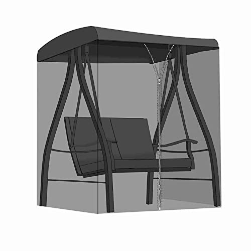 Mosquito Netting for Patio, Patio Swing Mosquito Net, Garden Patio Rocking Bench Insect Protection Cover with Zippered Entrance Polyester Mesh Screen(Size:Three Seats(Extended))