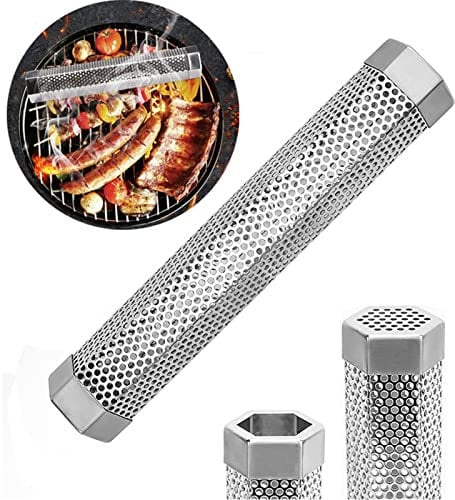 Ahumador Barbacoa Gas, Tubo de Fumador de Pellets de Acero Inoxidable, Caja para Ahumar, Generador de Humo Frío, Portátil para Todos Los Ahumadores de Carbón de Gas Eléctrico