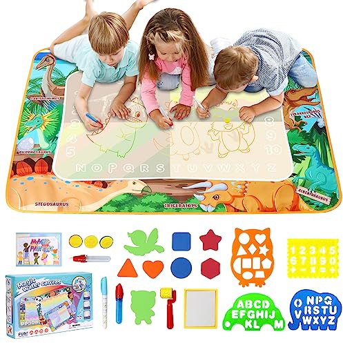 LEcylankEr Tappeto Magico 120 x 90cm (Dinosauro) | Acqua Grandi per Bambini 2-7 Anni - Doodle Magico, Giocattolo Educativo/Regalo
