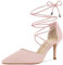 Allegra K Escarpins à Lacets pour Femmes Escarpins à Talons Aiguilles à Bout Pointu Rose 37.5