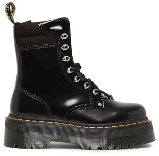 DR MARTENS 10 Eye Boot, Anfibi Donna, Black Buttero & Black 100% Recycled da PK Mesh, 36 EU