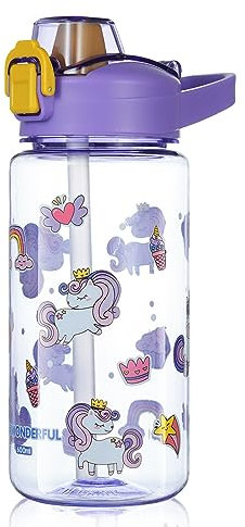 flintronic Gourde Isotherme Enfant, 600ML Bouteille Enfant, Gourde Isotherme Enfant avec Paille, Sans BPA Tritan, Bouteille d'eau Anti-fuite Réutilisable pour Ecole Maternelle