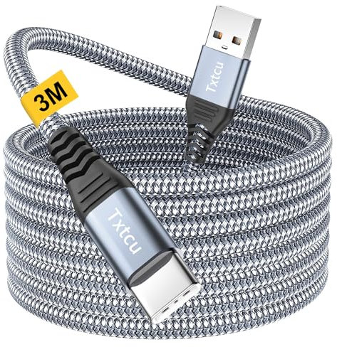 Txtcu USB C Cable 3m, Long PS5 Controller Charger Cable Fast Charging Wire Braided for PS5/PS5 Pro Controller, Xbox Series X/Xbox Series S,Switch, iPhone 16 15 Pro Max Plus, Samsung Galaxy S24 S23 S22