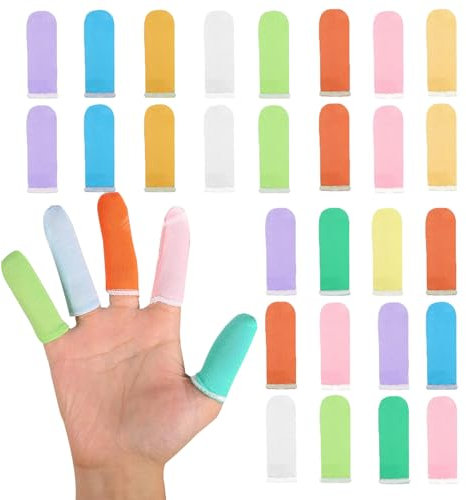 60 PCS Cotton Finger Sleeves, Finger Gloves Sweatproof, Finger Cot Breathable Sweat, Finger Cots, Protective Fabric Finger Gloves, Sweatproof Finger Tube Protector for Women Men (Random Color)