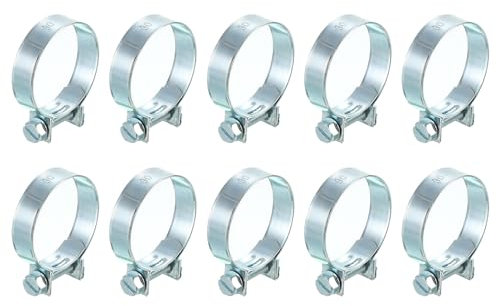 sourcing map 10Pcs Mini Fuel Line Pipe Hose Clamp Clip, Adjustable 30-32mm(1.18-1.26) Fuel Injection Line Style Hose Clamp, Zinc Plated Pipe Hose Clip Tube Clamps