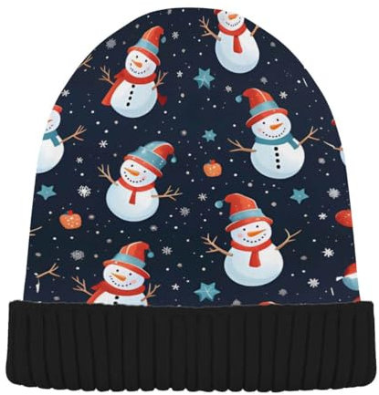 Mnsruu Farbe Schneemann Ball Glocke Schneeflocke Beanie Hut Winter Warme Strickmützen Kappe für Männer und Frauen Mehrfarbig, mehrfarbig, M
