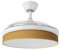Abrila - Ventilador DC MODA | Color Blanco con tres Aspas Desplegables ABS y Difusor Amarillo | 6 Velocidades Ajustables | 3 Temperaturas de Luz | con Temporizador y Mando a Distancia Incluido