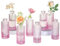 Glasseam Vintage Vase Rosa Blumenvase Glas, Mini Vasen für Tischdeko, 8 Stück Kristall Kleine Glasvasen, Dekovase Schmal Flaschenvase Design, Blumenvasen Set für Hochzeit Party Wohnzimmer Dekor