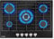 Baridi 70cm Gas on Glass Hob with 5 Burners, Cast Iron Pan Supports and Auto Ignition, 8kW, Black Glass - DH228