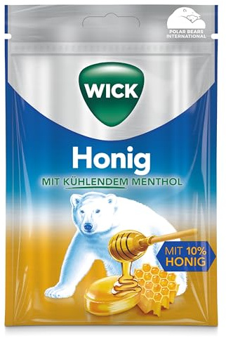 WICK Hustenbonbons Honig mit Menthol – 1 x 72 g | Ein tiefes Atemerlebnis dank des wohltuenden Geschmacks von mildem Honig in Kombination mit Kühl schmeckendem Menthol