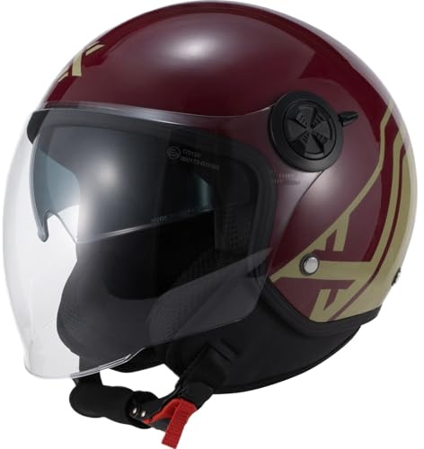 Shox Interceptor SV Delta Open Face Motorcycle Helmet XS Gloss Burgundy Sand