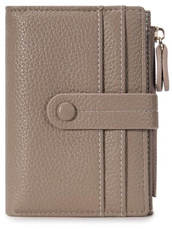 HKCLUF Geldbörse Damen, Geldbeutel Frauen Leder, RFID Portemonnaie Kleine Brieftasche mit Münzfach Damengeldbörsen Reißverschluss Viele Fächer (Helles Braun)