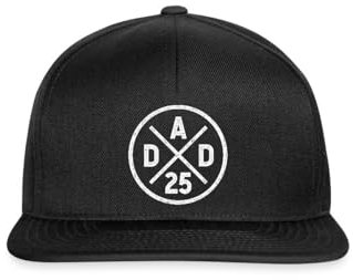 Spreadshirt Papa Dad Vater 2025 Geschenkidee Werdender Papa Snapback Cap, One Size, Schwarz/Schwarz