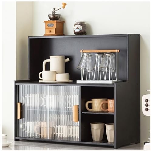 Armadietto da cucina con ante in vetro e ripiani regolabili per microonde, 61 x 45 cm