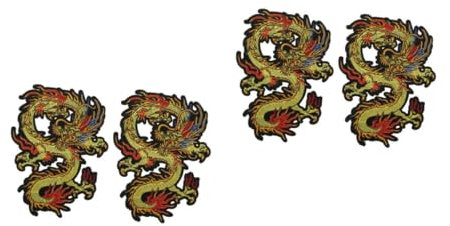 DIYEAH 2 Sätze Drache Gestickter Aufnäher Embroidery Mitgebseltütchen Decor Gürteltasche Kleidungsflicken Stickmaschine Aufnäher Mit Drachenmuster Einzigartiger Drachen-patch 2 Stück * 2