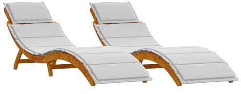 vidaXL Bequeme Klapp-Sonnenliege mit Kissen Wetterfestes Akazienholz Ideal zum Entspannen im Freien Am Pool oder Balkon Stylisch und praktisch