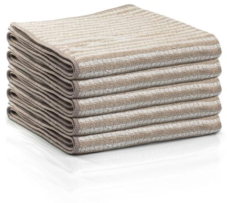 Das blaue Wunder Extra Premium Geschirrtuch Set 40x60 | Reinigungstuch zum Putzen und Trocknen (5, warm grau)