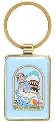 Something Different Wholesale Stay Positive Enamel Keyring | Steven Rhodes Funny Gift | Retro Doom Optimism