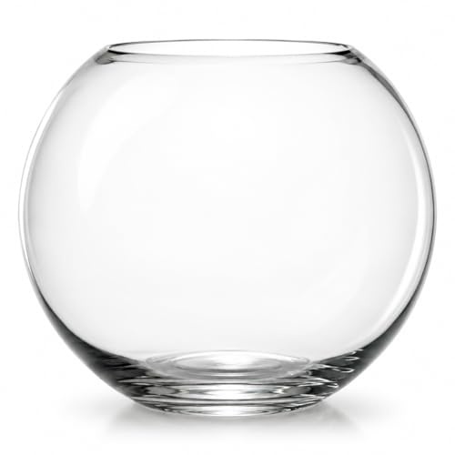 Floralcraft® 20cm Clear Glass Fish Bowl Round Centerpiece Display Vase Terrarium, Sphere Bubble Ball Flower Vase for Home Office Hotel Wedding Decoration