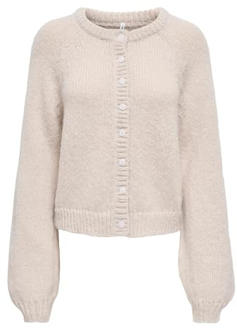 ONLY Damen Strickjacke Beige S | Normal geschnitten fit, Langarm, Casual, Bei max. 30 grad im schongang waschen