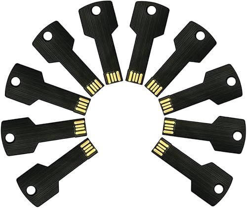 A Plus+ 10 Pack Creative 32GB USB Memory Stick Novelty Key Shape USB Flash Disk Pen Drive 32G Black