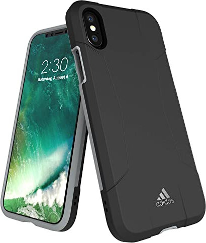 Adidas Solo Cover Hard-Case Tasche Schutz-Hülle Schale kompatibel mit Apple iPhone X / Xs,Schwarz/Grau