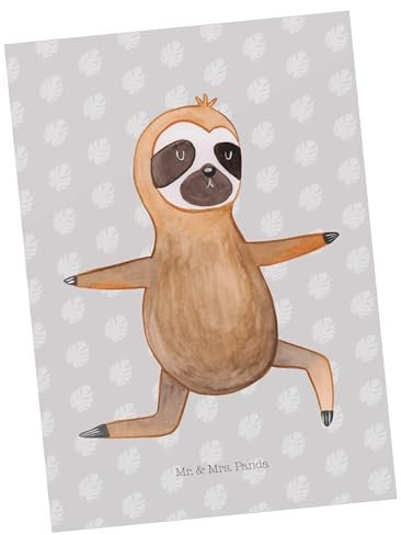 Mr. & Mrs. Panda Postkarte Faultier Yoga - Geschenk, Yogaübungen, Dankeskarte, Namaste, Ansichtskarten, Entspannung, Grußkarte, Faultier Geschenk,