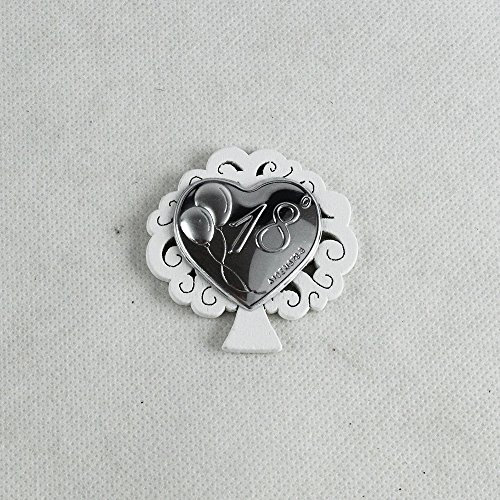 DLM26796 (Kit 12 Pezzi) Calamita Magnete Albero della Vita in Legno e Cuore per 18 Diciottesimo Compleanno bomboniera