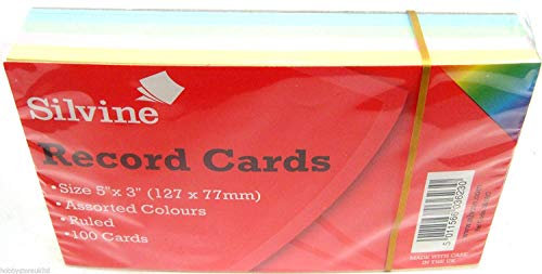 Silvine Farbige Karteikarten, 12,7 x 7,6 cm, liniert