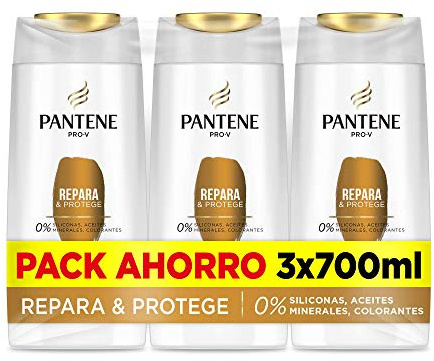 Pantene Champu, Repara Y Protege, 3 x 700 ml, Como Vitaminas Para El Cabello, Sin Siliconas