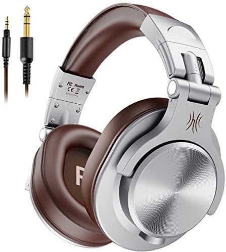 OneOdio A71 Hi-Res Cuffie Cablate Over Ear, Cuffie Musica con Audio Stereo e Shareport, Jack da 3,5 mm e 6,35 mm, Studio Registrazione, Monitoraggio Professionale e Mixaggio Cuffie Pieghevoli, Argento
