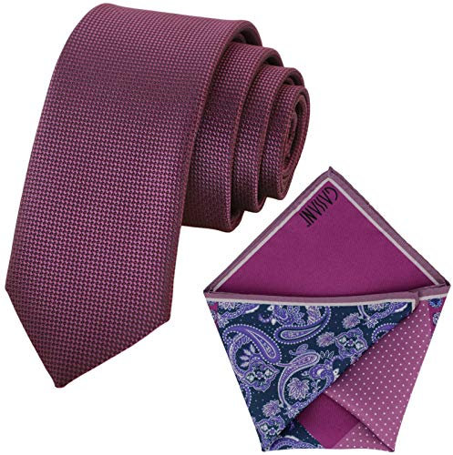 GASSANI Juego de 6 cm de corbata estrecha estructurada con 4 diseños, Burdeos-Violeta, amatista, fucsia., Small