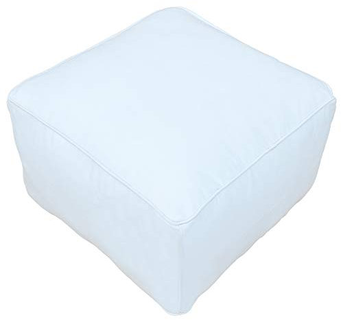 L´orient - Das Tor zum Orient / Generisch Orientalischer Marokkanischer Leder Sitzpouf Quadrat Weiß Pouf Sitzwüfel Hocker Bodenkissen, 50x50 cm, inklusive Füllung, Handgefertigt, Echtes Leder