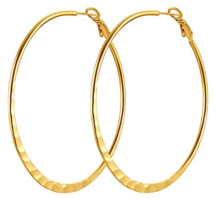 PROSTEEL Orecchini a Cerchio Grandi in Acciaio Inossidabile, Orecchini in Acciaio in Colore Oro 60mm Orecchino a Cerchio Piatti