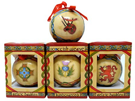 Royal Tara Weihnachtskugeln mit schottischem Emblem, 4 Stück
