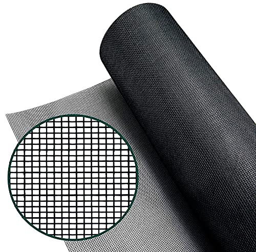 Edelstahlgewebe Rolle 140 x 500 cm – Edelstahl Drahtgitter 1,4 x 1,4 mm | Fadenstärke 0,25 mm, schwarz kunststoffummantelt, wetterfest, Lichtschachtabdeckung, Insektenschutz, Terrarienbau