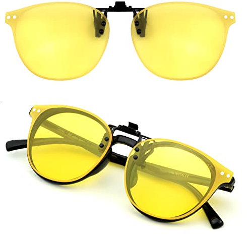 CREYESTAL Polarisiert Nachtfahrbrille Clip für Brillenträger, Überzieh Nachtsichtbrille für Autofahrer, Ultraleicht, Herren, Damen