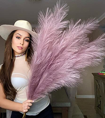 VOULUX - Erba pampas artificiale da 115 cm, con 18 steli, colore: viola