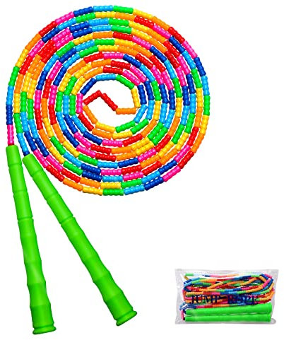 Kingcolor Doppeltes holländisches Springseil, 4,8 m, 1 Packung, langes Springseil für Kinder und Erwachsene, Kunststoff, segmentiert, Perlen, DIY Springseil, lang genug für 5–6 Springer (grün)