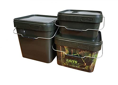 CommonBaits Eimer - Set 5+10+17L Futtereimer Bait Bucket Bivvy Table Oliv camo