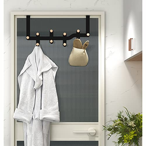 DCFV Über Den Türhaken-Hecker-6-10 Haken, Metalltür-Garderobenständer for Den Eingang, Über Dem Türtuchhaken for Badezimmer, for Hängende Mäntel Kleidung Hüte Roben (Color : Black, Size : 8 Hooks)