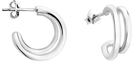 SOFIA MILANI - Damen Ohrringe 925 Silber - Doppelte Steck Creole