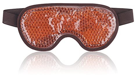 NEWGO Cooling Eye Mask for Puffy Eyes, Reusable Hot Cold Therapy Gel Cold Eye Mask for Migraine, Headache, Dark Circles, Dry,Swollen Eyes, Sinus Pain-Brown