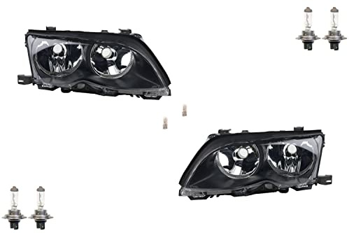 Johns, Scheinwerfer Halogen passend für BMW 3er schwarz E46 01-05 Leuchtmittel Satz L R