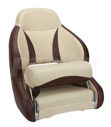 Bootssitz/Bootsstuhl/Steuerstuhl NAHE, FlipUp-Funktion, Boot Yacht Farbe beige dunkelbraun