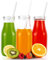 HYCKee Lot de 3 bouteilles de lait en verre de 330 ml avec pailles en verre et bouchon en métal, bouteilles en verre transparent, milkshake smoothies, bouteilles d'eau réutilisables avec couvercles