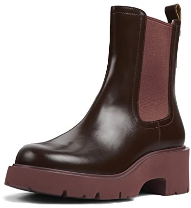 Camper Milah K400575, Stivaletto Chelsea Donna, Borgogna 007, 37 EU